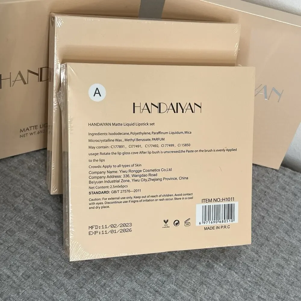 4 Boxes - HANDAIYAN Matte Liquid Lipstick Set - Red, Pink, Nude, Berry, Mauve